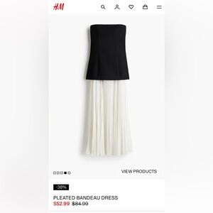 H&M Black and White Pleated Bandeau Dress